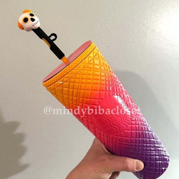 Starbucks Halloween 2024 Dia De Muertos gem pattern ombré Tumbler skull topper - Picture 6 of 7